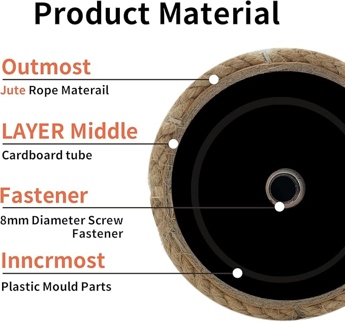 VCEPJH Cat Scratch Post Replacement for Cat Tree Replacement Parts-Pack of 4 12 Inch Cat Tower Scratching Pole Refill with M8 Screws Sisal Rope Furniture Protector for Indoor Kittens (Yellow)