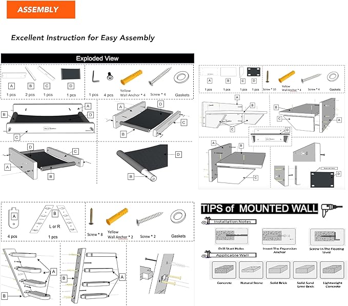 Story of Naughtiness, Cat Wall Set, Cat Furniture Set, Cat Climbing Step, Cat Hammock, Cat Floating Shelf, Wall Mounted, Cat Wall Furniture, 3 Pack Cat Wall Shelves Set