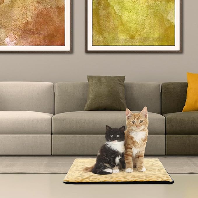 Self-Warming Cat Bed Indoor/Outdoor Super Soft Self Heating Pet Mat Washable Thermal Pad for Cat & Dog 21x15.7 inch