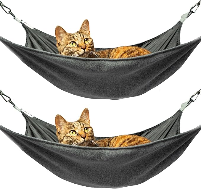 2 Pieces Cat Hammock for Cage,2 Pieces Reversible Cat Hanging Hammock,Cat Hammocks Hunging for Cage,Waterproof Cooling Kittens Pad for Cats (Large, BlackBlack)