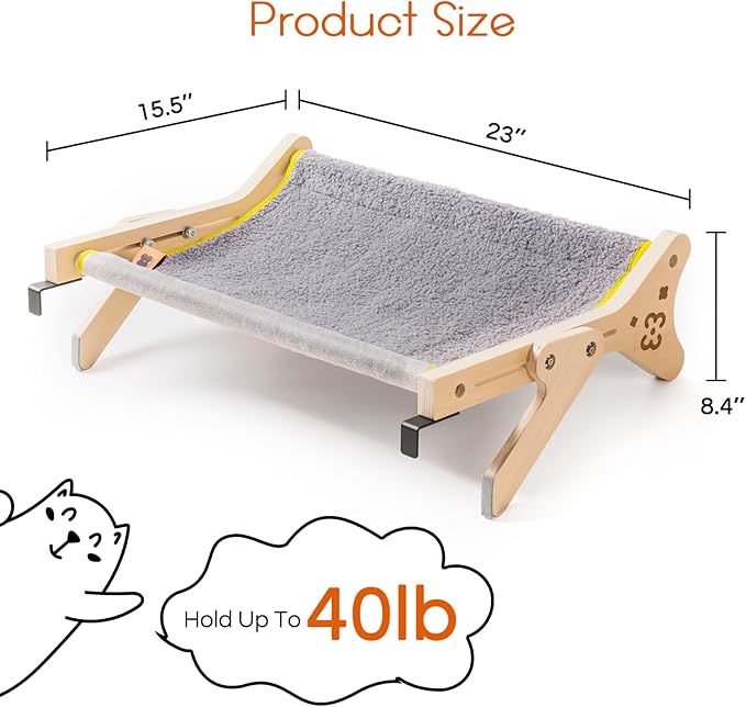 Cat Window Perch Cat Window Hammock for Indoor Cats Steady Sturdy Adjustable Cat Bed Providing All-Around Sunbath Space Saving Washable (Grey, Medium)
