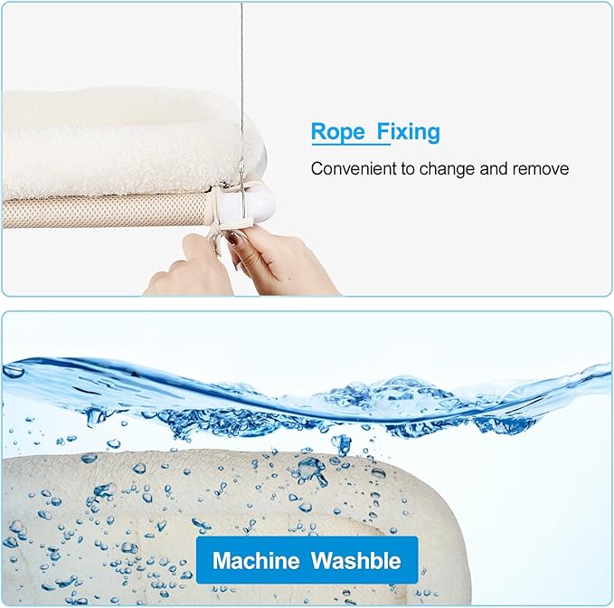 Cat Bed Window, Cat Window Hammock Window Perch, Safety Cat Shelves Space Saving Window Mounted Cat Seat for Large Cats (Cushion Bed Set)