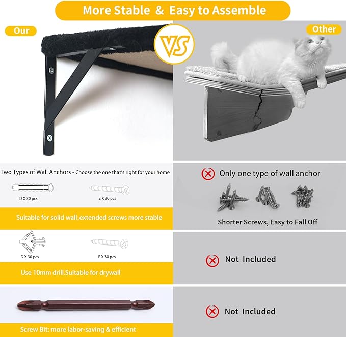 Modern Wall-Mounted Cat Furniture - 5pcs Cat Wall Shelves, Wooden Cat Climber Includes Cat House, Bridge, Tree, Steps, and Scratcher - Grey