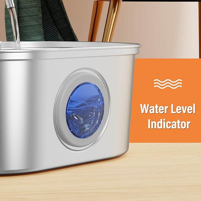 Automatic Cat Water Fountain Stainless Steel, 0.8gal/108oz Pet Water Fountain, 3 Replacement Carbon Filters, Quiet Pump, Suitable for Cats, Dogs and Multi-pet households (Elliptical)