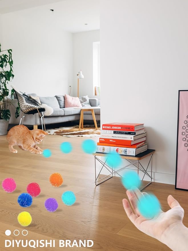 50 PCS Cat Ball Toys for Indoor Cats, Interactive Cat Toy Balls for Exercise and Entertainment Cat Toys for Small and Medium Breed Sizes
