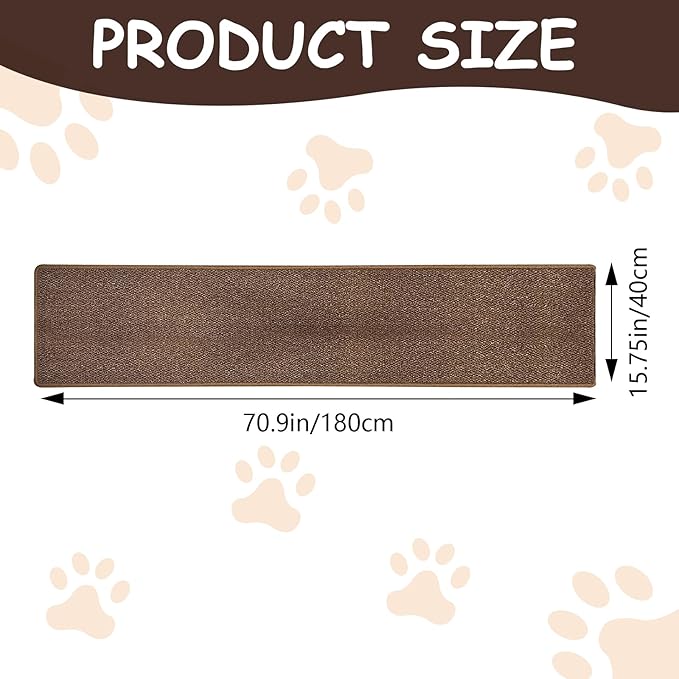 70.9"x 15.7" Thickened Extra Large Cat Wall Climbing Carpet with 10pcs Fixed Nails, Durable Cat Wall Furniture, Wall Scratcher, Scratching Post, Couch Sofa Protector, Brown