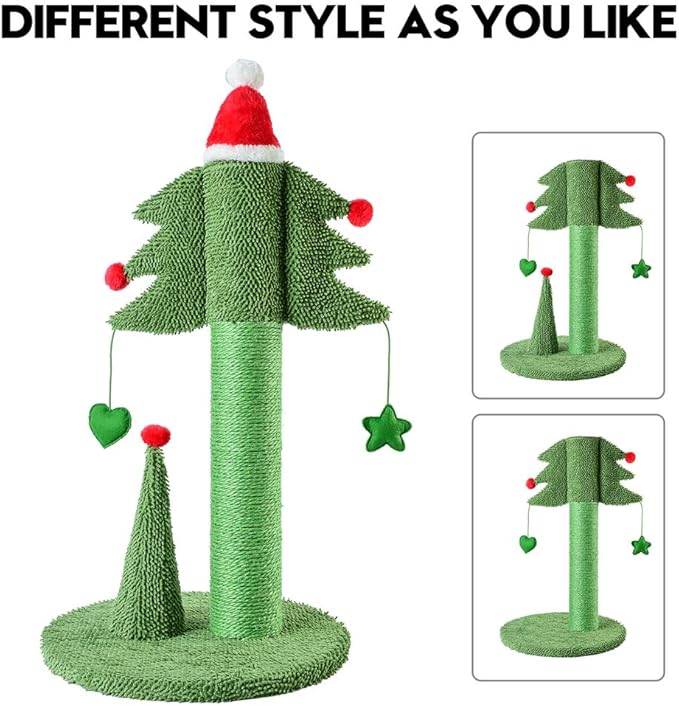 BOLUO Cat Scratching Post Tall Ceder Christmas Cat Trees for Adult Large Cats Scratcher Cute Toy Kitten Kitty Sisal Scratch with Teaser Ball Indoor Outdoor 31 inch