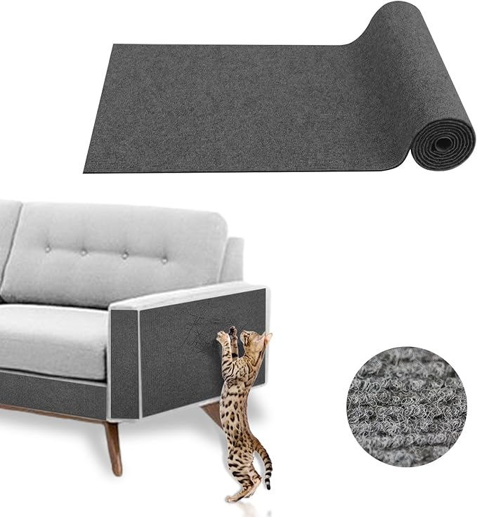 2 Pcs Cat Scratching Mat, Climbing Self Adhesive Cat Scratch Pad, Adjustable Sofa Protection Pad, Cat Climbing Pad Wall Sticker, Cat Scratch Board to Protect Furniture (Dark Gray, 39.3’’x15.7’’)