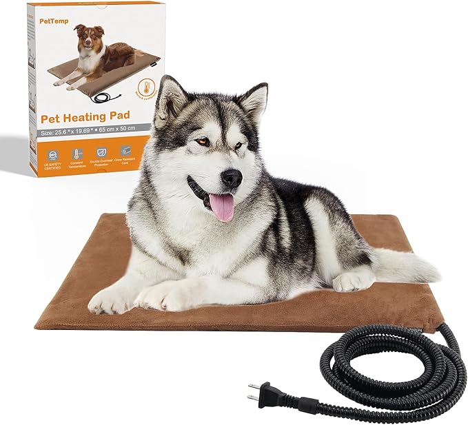 Pet Heating Pad, Electric Heated Pad for Dog Cat, Warm Mat Waterproof Dogs Cats Beds with Constant Temperature,Chew Resistant Cord, Comfortable Heater Heater Blanket Puppy and Kitten (L:26'' x 20'')