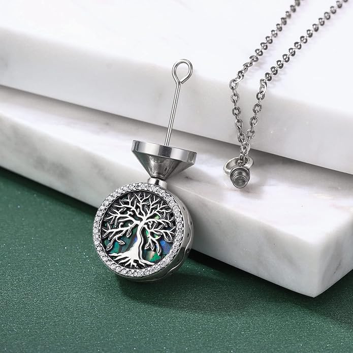 Aniu Cremation Jewelry for Ashes S925 Sterling Silver Urn Necklace Memorial Necklace for Human Ashes of Loved Ones Keepsake Pendant for Men Women