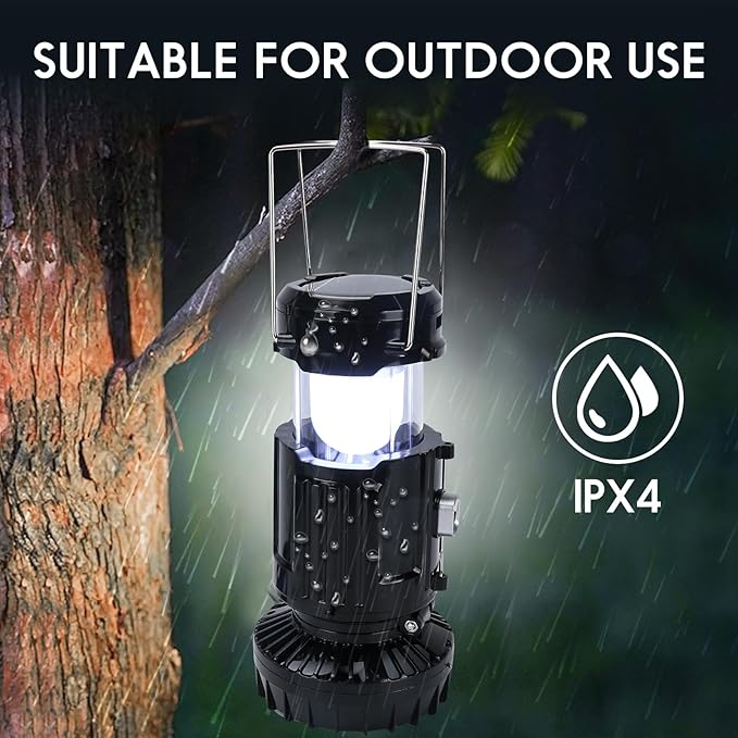 2024 Upgrade Solar Powered Camping Lantern with Fan - Stay Cool and Well-lit During Outdoor Adventures with This Versatile Lantern Featuring a Built-in Fan for Added Comfort.