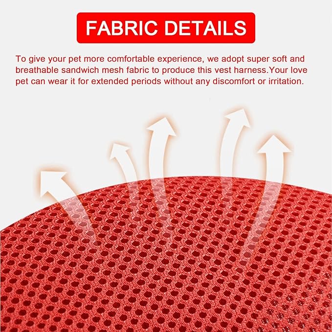 Cat Harness and Leash Set: Upgraded Escape Proof Vest with Lead for Large Cat Small Dog Puppy Walking, Soft Jacket Reflective Strips L Size Red