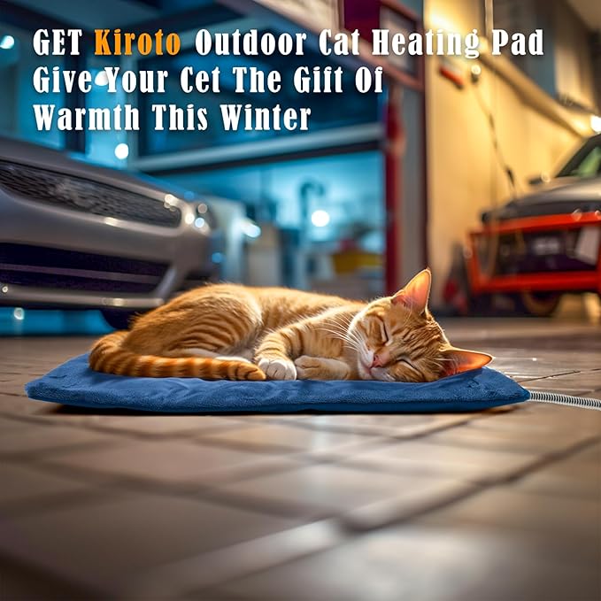 Kiroto Outdoor Heating Pad for Cats, Pet Heating Pad for Cats Outside, Waterproof Cat Warming Pad, Heated Cat Bed Safe Electric Heating Pad for Cat House, Feral Cat Heating Pad,Dog Hosue Pads,20"x16"