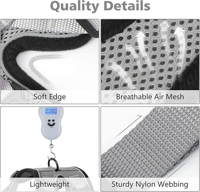 Dooradar Cat Harness and Leash Set, Escape Proof Safe Adjustable Kitten Vest Harnesses for Walking, Easy Control Soft Breathable Mesh Jacket with Reflective Strips for Cats, Grey, S