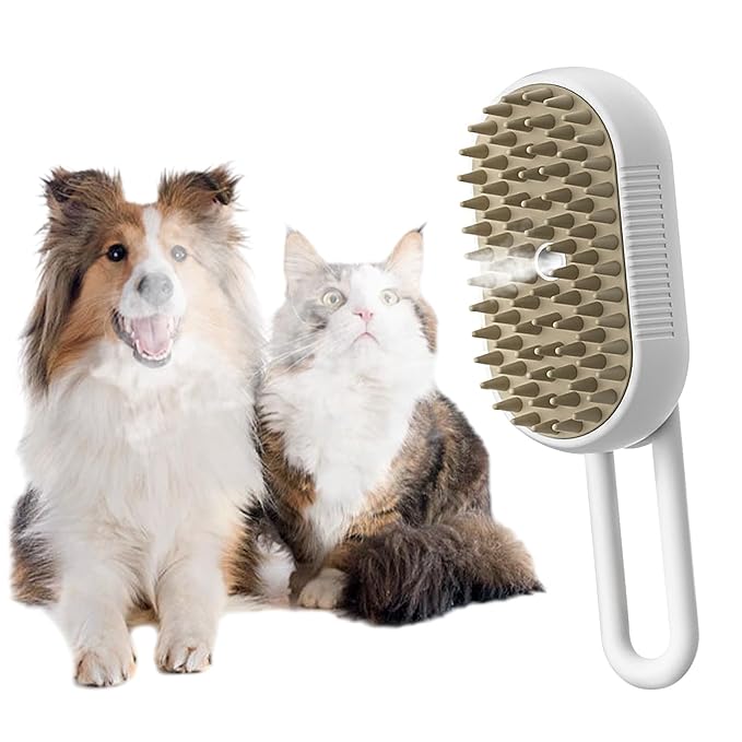 3-in-1 Steam Grooming Brush for Pet Hair Removal - Deshedding Tool for Dogs and Cats, Massages Coat and Removes Tangles