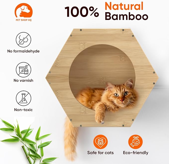 Cat Wall Shelves Furniture for Climbing - Cat House Wall Mounted - Indoor Wooden Floating Cat Furniture - Different Models Including Shelves, Perches, Hammock, Bed, Bridges, Walkways