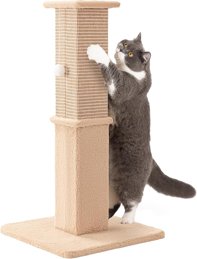 Aplatho Tall Cat Scratching Post for Indoor Cats Adults, Sturdy Cat Scratcher for Large Cats, Heavy Duty Cat Scratch Pole with Hanging Balls