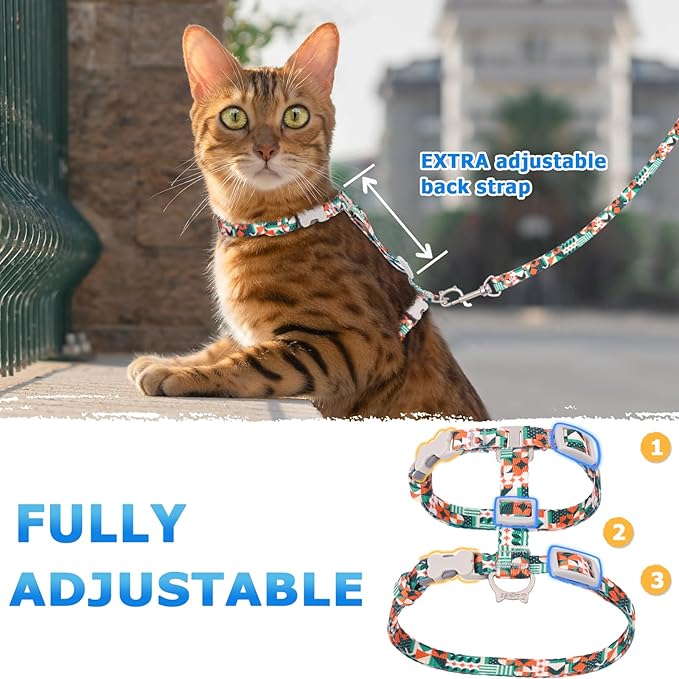 Supet Cat Harness and Leash Escape Proof, Adjustable Cat Leash and Harness Set for Walking, Lightweight Cat Harness for Large Small Kittens