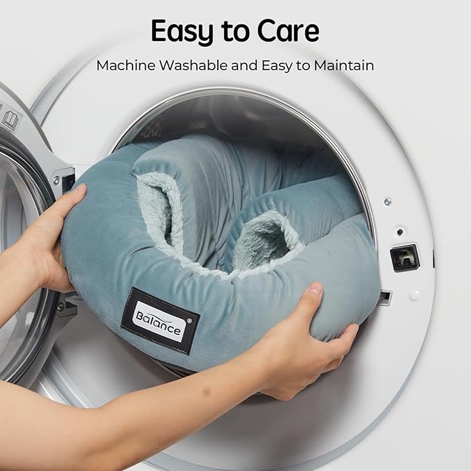 BALANCE 2 in 1 Cat Bed Cave for Kittens and Small Dogs, Cat Tents for Indoor Cats, Covered Cat Beds with Removable Cushion, Calming Cat Nest, Cat Hideaway, Washable Cat House with Non-Slip Bottom