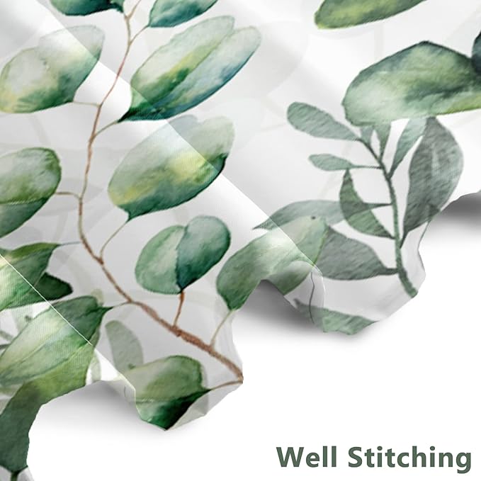 AWERT Small Half Size Stall Shower Curtain with 6 Hooks Shower Stall Curtain 48 x 72 Plant Sage Green Leaves 36 inch Shower Curtain for Bathroom/RV and Camper (Green Leaves)