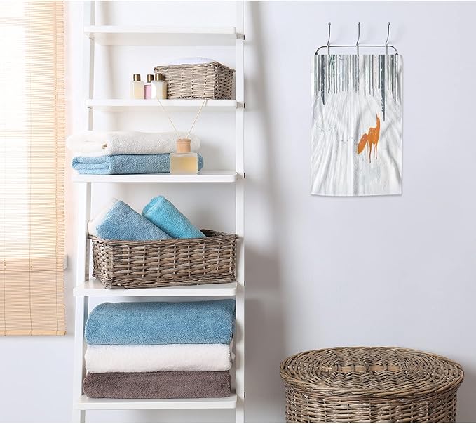 AOYEGO Fox Microfiber Towels Winter Tree Bird Snow Animal Frost Bath Towels Kitchen Hand Towels for Women Men Girls Boys 15x30 Inch