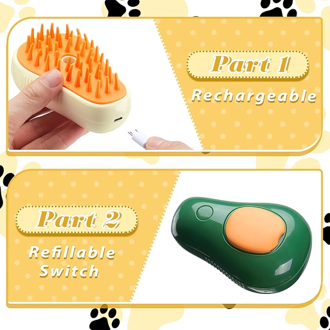 2 Pcs Cat Steam Brush 3 in 1 Water Dog Brush Steamer Cat Brush Cleaning Steamer Grooming Brush Multifunctional Comb with Steam Cat Shedding Brush for Dog Cat Massage Removing Hair, Avocado