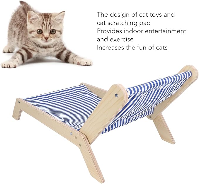 Luqeeg Cat Beach Chair, Innovative Large Space Cat Sleeping Supplies, Cat Hammock with Coconut Scratching Post, Multipurpose Cat Accessories, Easy Assembly, Cat Furniture Gift