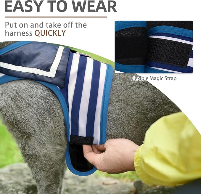 PUPTECK Soft Mesh Cat Vest Harness and Leash Set Puppy Padded Pet Harnesses Escape Proof for Cats Small Dogs Rabbits Bunny, Navy Blue, XL