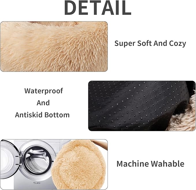 Cat Beds for Indoor Cats,20 Inch Dog Bed for Small Melium Large Dogs, Washable-Round Pet Bed for Puppy and Kitten with Slip-Resistant Bottom
