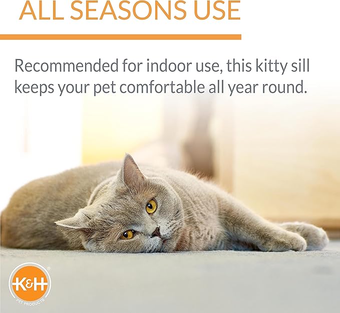 K&H Pet Products Deluxe Kitty Sill w/ Bolster Cat Window Bed, Cat Window Perch for Large Cats, Cat Window Hammock, Cat Window Seat, Window Cat Bed, Cat Perch Cat Hammock –Tan Leopard Print