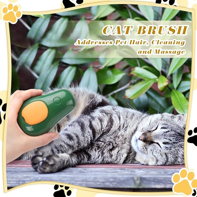2 Pcs Cat Steam Brush 3 in 1 Water Dog Brush Steamer Cat Brush Cleaning Steamer Grooming Brush Multifunctional Comb with Steam Cat Shedding Brush for Dog Cat Massage Removing Hair, Avocado