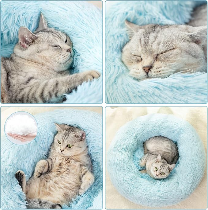 Nisrada Cat Beds for Indoor Cats,20 Inch Dog Bed for Small Melium Large Dogs, Washable-Round Pet Bed for Puppy and Kitten with Slip-Resistant Bottom