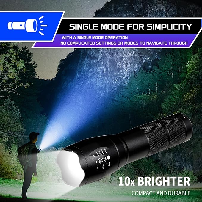 3 Pack LED Rechargeable Flashlight, Super Bright Small MiniCamping Flashlights Zoomable Beam, Convenient USB C Charging for Camping Hiking Outdoor Home Emergency