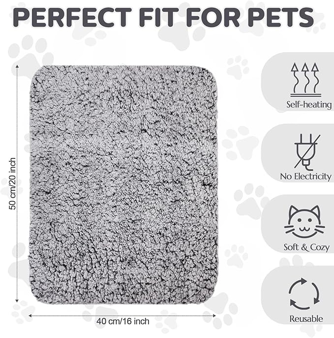 1 Pack Self Warming Cat Bed Pad Self Heating Cat Mat 16 x 20 Inch Cat Warmer Bed Mat for Feral and Indoor Cats Washable Thermal Cat Mat Pet Kennel Pad with Anti-Slip Bottom(Gray)