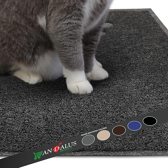 Andalus Medium Cat Litter Mat, Pack of 1 - Waterproof, Non-Slip & Easy to Clean Cat Litter Box Mat for Extra Efficient Pet Litter-Trapping, Grey (23.5” X 15.75”)