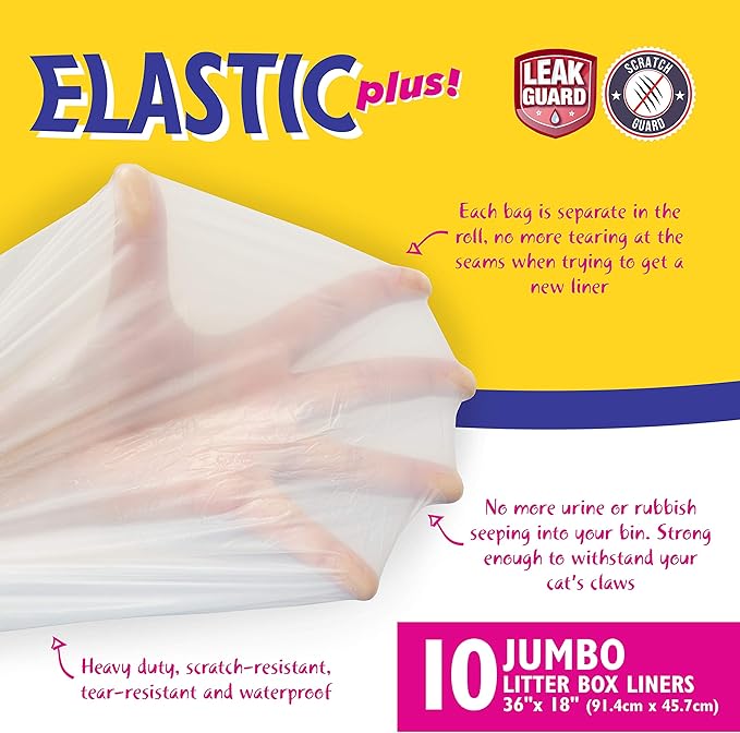 10 Count Fresh Kitty Litter Box Liners Durable, Easy Clean Up Elastic Jumbo Scented Odor Zorb Litter Pan Box Liners, Bags for Pet Cats