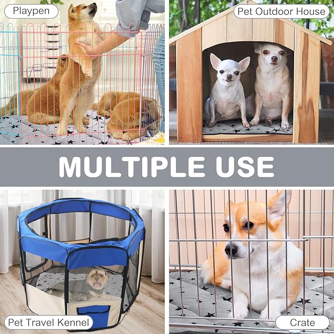 Self Warming Cat Bed Self Heating Dog Mat Star Pattern Warm Thermal Pet Pad Reflects Body Heat Washable Soft Puppy Crate Pad Anti Slip Kennel Mat Blanket for Indoor Pets(24 x 35 Inches)