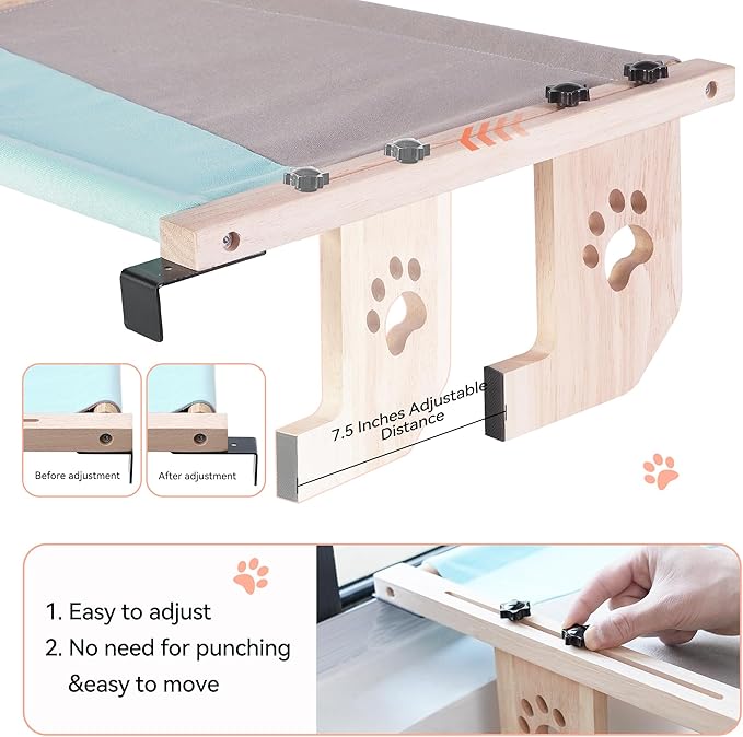 Cat Window Perch, Cat Window Hammock, Sturdy Cat Window Seat for Large Cats, Easy-to-Install and Removable Hammock for Cleaning – Damage-Free Window Mount, Medium & Large Sizes