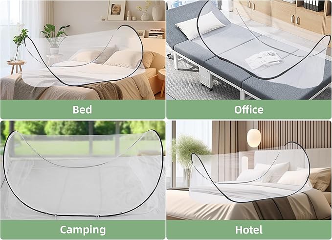 78 * 32 * 22 Inch Large Up Mosquito Tent, Portable Foldable Mosquito Net, Camping Mosquito Net with Net Bottom, for Bed Camping Travel Patio (Black)