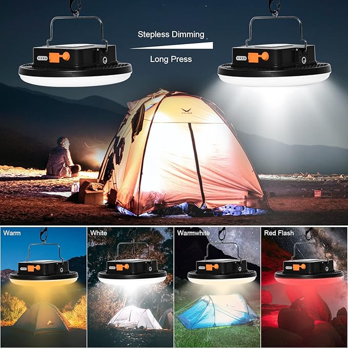 16500mAh 60W Rechargeable Camping Light with Remote 3000LM 2700/4000/6500K LED Camping Lantern Portable IP65 Waterproof Tent Lights Power Failure Emergency Survival Kits for Fathers Day Gift