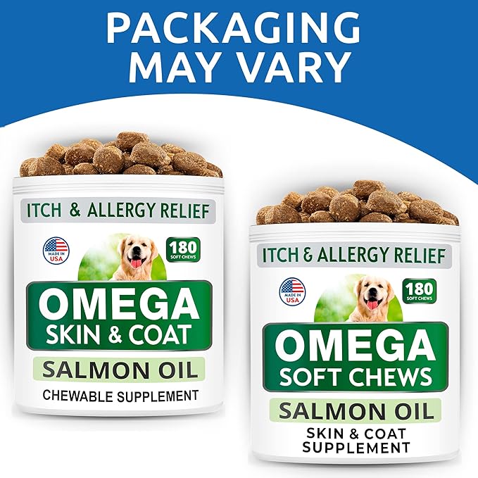 BARK&SPARK Omega 3 for Dogs - 150 Fish Oil Treats for Dogs - Skin and Coat Supplement - EPA & DHA Fatty Acids - Canine Salmon Oil - Cod