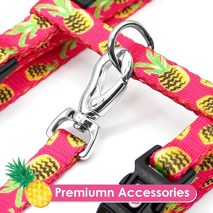azuza Cat Harness and Leash Set for Safe Walking and Travel, Escape Proof Cat Harness, Lightweight Soft and Comfortable, Adjustable Kitten Harness for Small Medium Large Cats, Pineapple