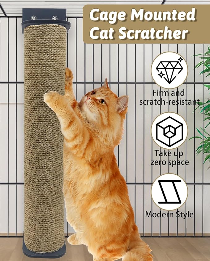 VCEPJH 2 Pcs Cat Scratching Post for Crate Cage Mounted Cat Scratcher Natural Sisal Scratch for Scratching and Climbing Furniture 15x2.7inches (Yellow)