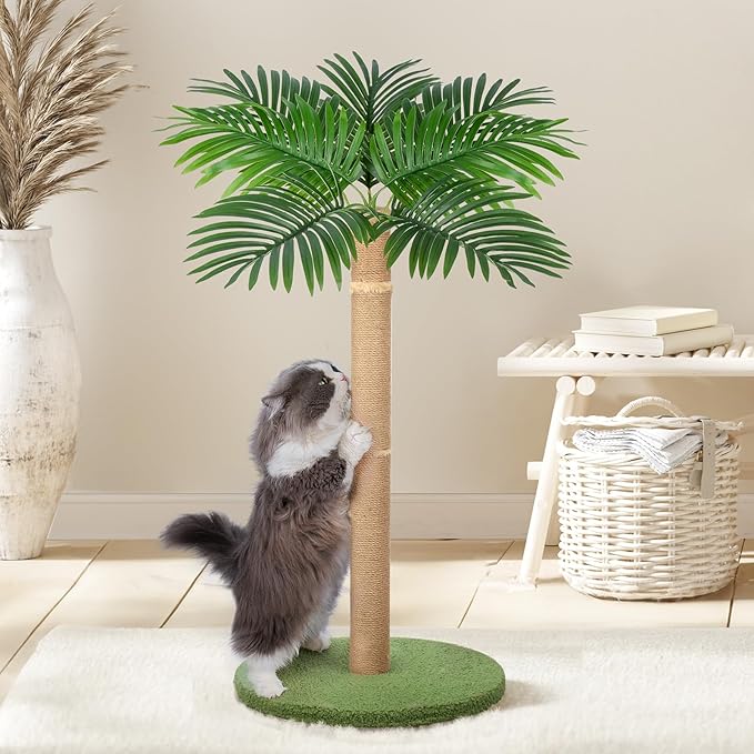 Cat Scratcher with Sisal Rope 39.4 inch Tall Cat Tree for Indoor Cats Large Adult Cat Scratching Post,Cute Kitten Cat Scratching Posts in Palm Tree