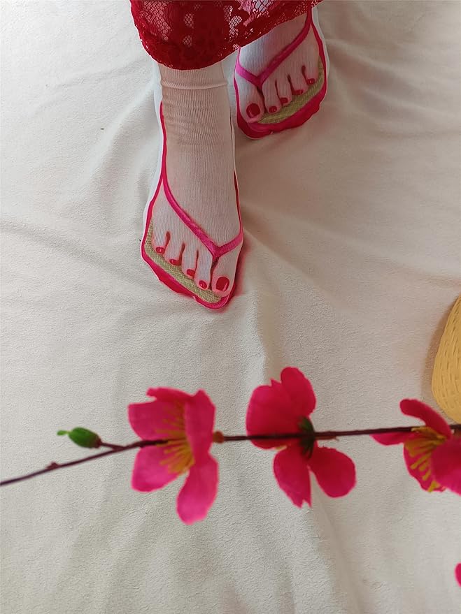 3D Manicure Print Socks Funny Flip Flop Socks 3D Pattern Socks Sandal Socks Low Cut Ankle Silly Socks- A Gag Gift