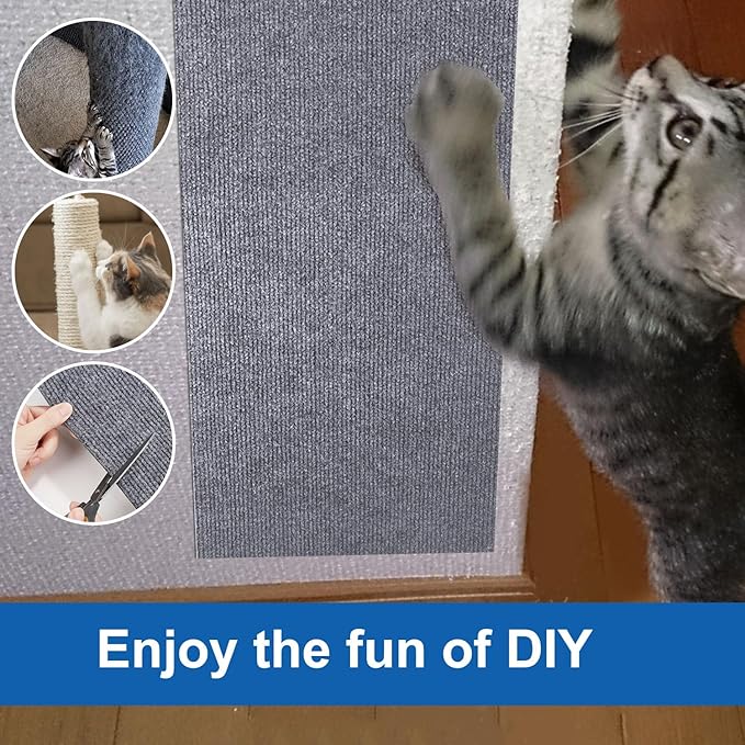 Climbing Cat Scratcher Mat, DIY Climbing Cat Scratcher Cat Scratching Post Wall Cat Scratcher Self Adhesive Scratch Pad for Tree Cat Shelf Steps Couch Furniture DIY Protector