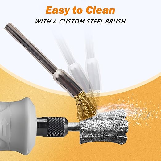 Anti-Clogging Pet Nail Grinder Bit Sawtooth Tip, Faster Cooling Diamond Dog Nail Grinding Head with Steel Brush for 1/8" Dremel Rotary Tools & Many Brands for Small Medium Large & Anxious Dogs