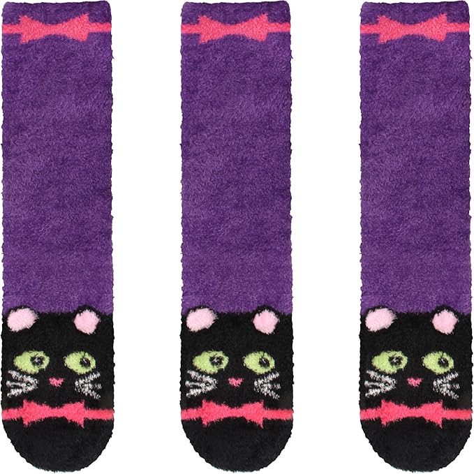 BambooMN Super Soft Warm Cute Furry Animal Non-Slip Fuzzy Cozy Fluffly Crew Winter Home Socks, Value Pack