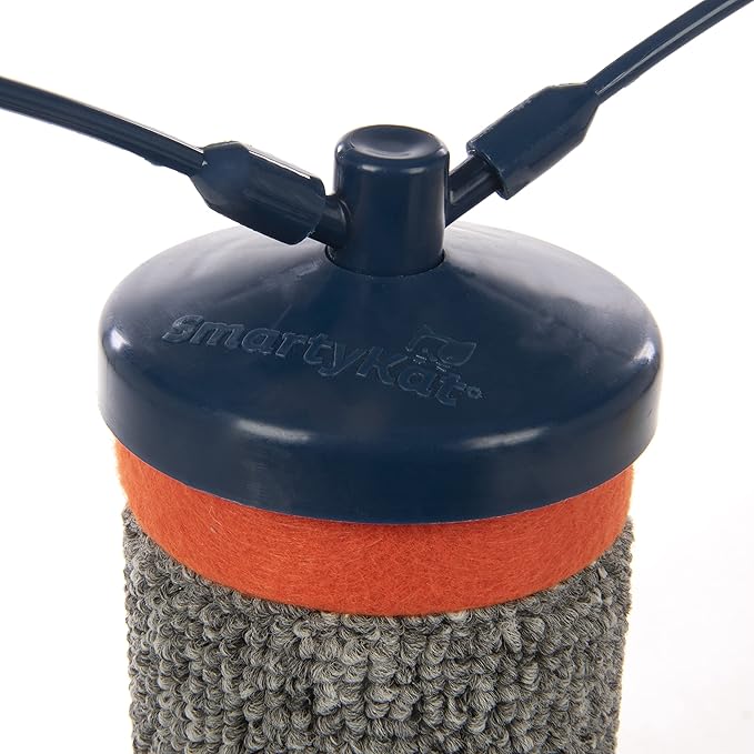 SmartyKat Scratch 'N Spin Carpet Cat Scratching Post with Spinning Wand Toys, Includes x2 Extra Wands - Gray, One Size