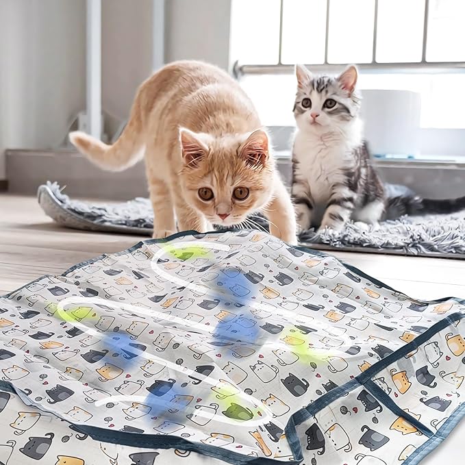 Aerbee Interactive Cat Toys for Indoor Cats, Electric Cat Ball Fast Rolling in Pouch, Motion Activate Chirping Cat Toy Hide and Seek Mouse Catching Game, 28 Inch Play Mat